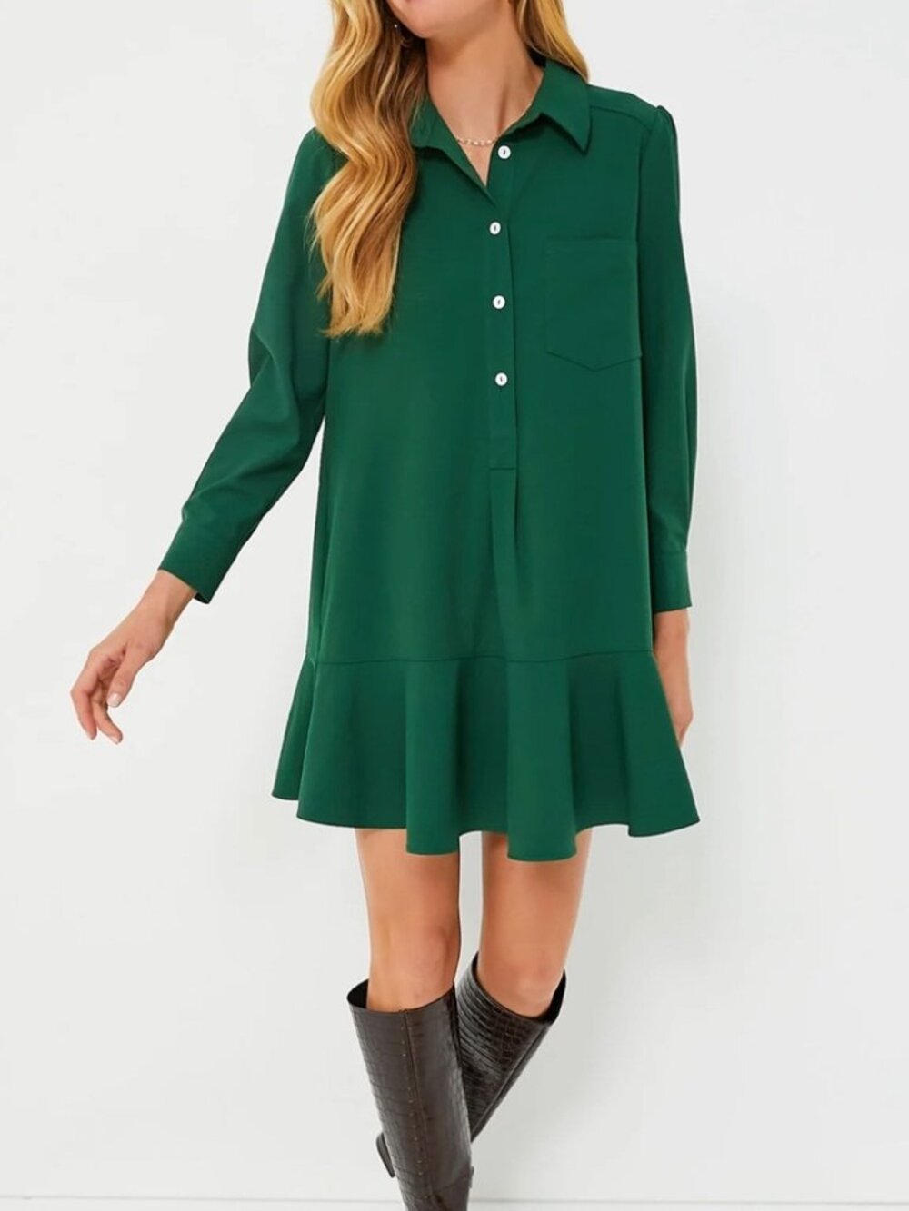 Tuckernuck Navy & Hunter Green Crepe Callahan Dress (S)